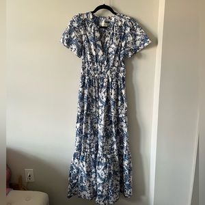 Maeve Somerset blue and white floral maxi dress